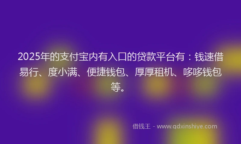 2025年的支付宝内有入口的贷款平台有：钱速借易行、度小满、便捷钱包、厚厚租机、哆哆钱包等。