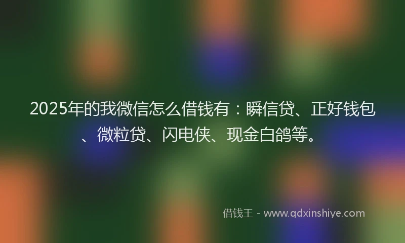 2025年的我微信怎么借钱有：瞬信贷、正好钱包、微粒贷、闪电侠、现金白鸽等。