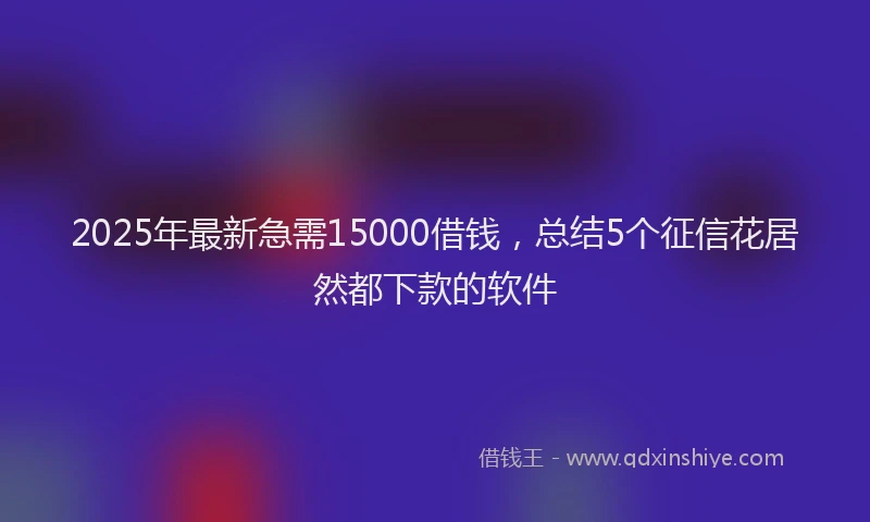 2025年最新急需15000借钱，总结5个征信花居然都下款的软件