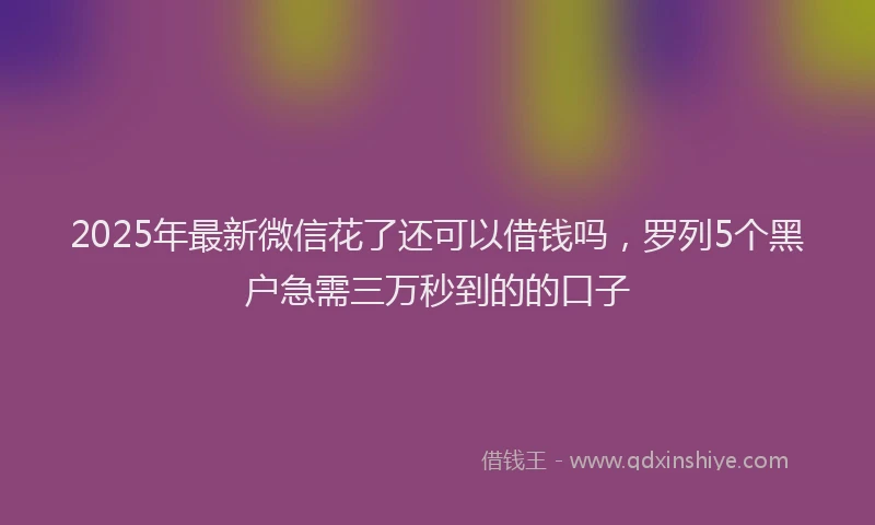 2025年最新微信花了还可以借钱吗，罗列5个黑户急需三万秒到的的口子