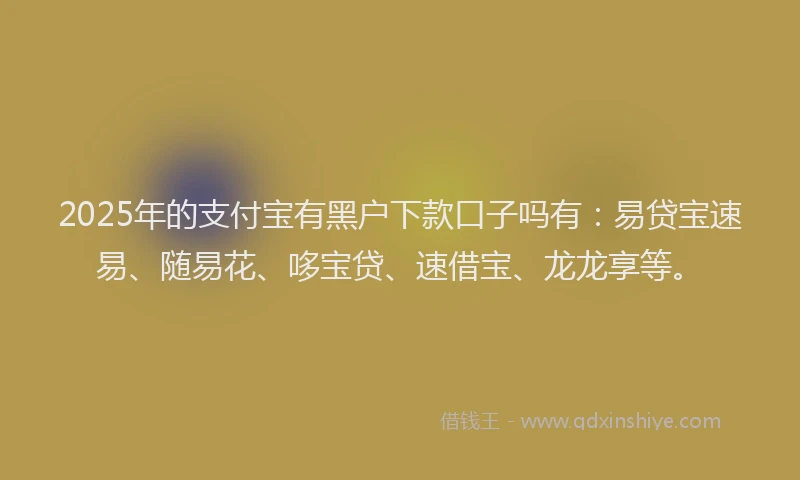 2025年的支付宝有黑户下款口子吗有：易贷宝速易、随易花、哆宝贷、速借宝、龙龙享等。