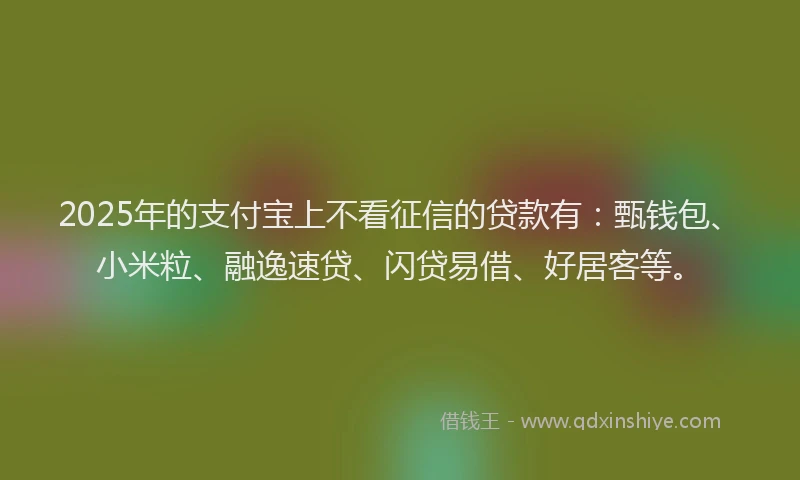 2025年的支付宝上不看征信的贷款有：甄钱包、小米粒、融逸速贷、闪贷易借、好居客等。