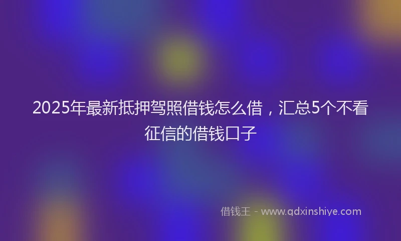 2025年最新抵押驾照借钱怎么借，汇总5个不看征信的借钱口子