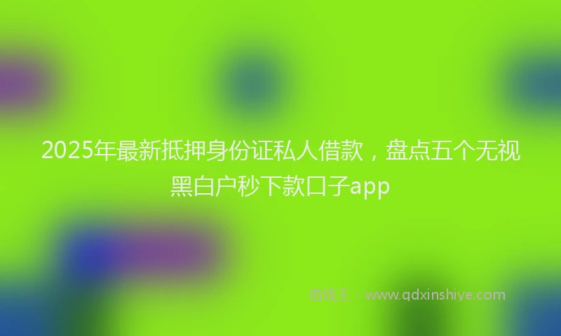 2025年最新抵押身份证私人借款，盘点五个无视黑白户秒下款口子app