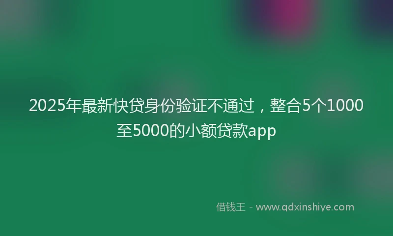 2025年最新快贷身份验证不通过，整合5个1000至5000的小额贷款app