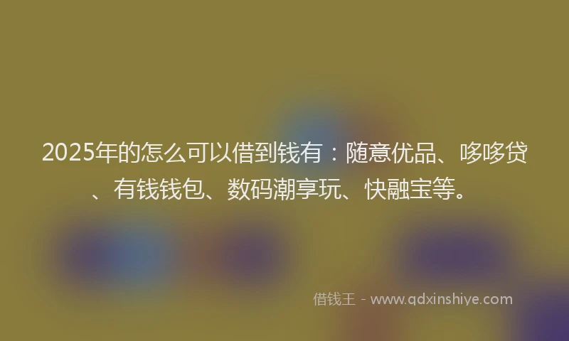 2025年的怎么可以借到钱有：随意优品、哆哆贷、有钱钱包、数码潮享玩、快融宝等。