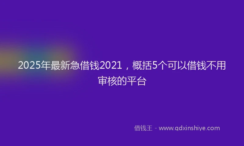 2025年最新急借钱2021，概括5个可以借钱不用审核的平台