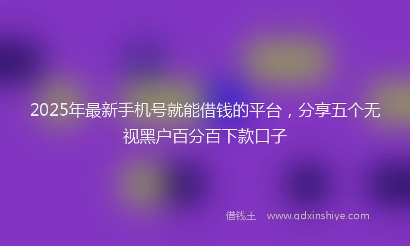 2025年最新手机号就能借钱的平台，分享五个无视黑户百分百下款口子