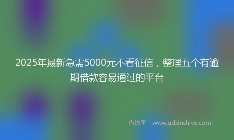 2025年最新急需5000元不看征信，整理五个有逾期借款容易通过的平台