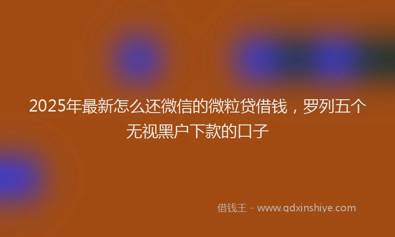 2025年最新怎么还微信的微粒贷借钱，罗列五个无视黑户下款的口子