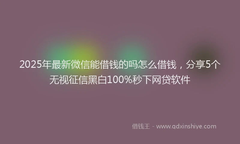 2025年最新微信能借钱的吗怎么借钱，分享5个无视征信黑白100%秒下网贷软件