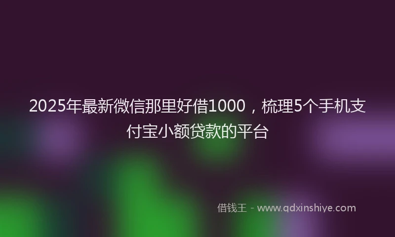 2025年最新微信那里好借1000，梳理5个手机支付宝小额贷款的平台