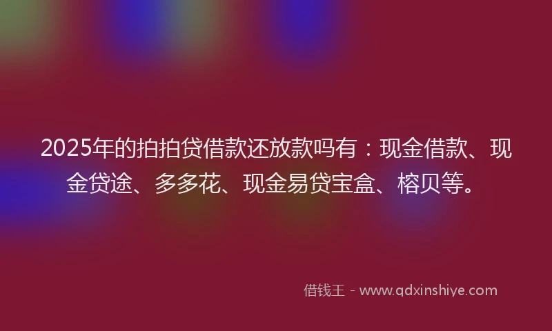 2025年的拍拍贷借款还放款吗有：现金借款、现金贷途、多多花、现金易贷宝盒、榕贝等。