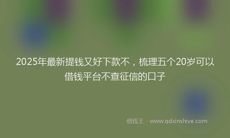 2025年最新提钱又好下款不，梳理五个20岁可以借钱平台不查征信的口子