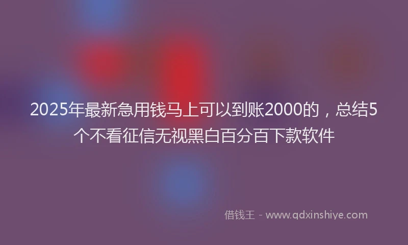 2025年最新急用钱马上可以到账2000的，总结5个不看征信无视黑白百分百下款软件