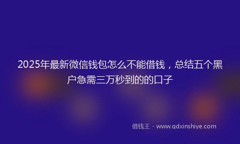 2025年最新微信钱包怎么不能借钱，总结五个黑户急需三万秒到的的口子