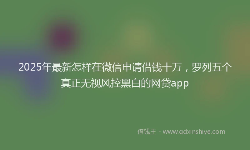 2025年最新怎样在微信申请借钱十万，罗列五个真正无视风控黑白的网贷app