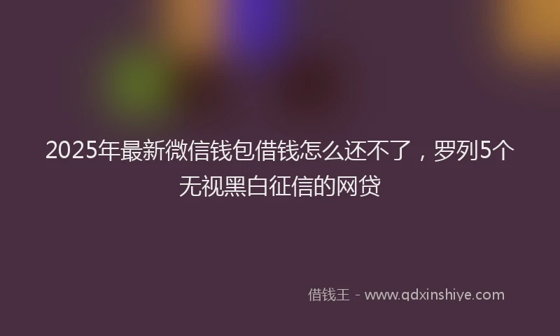 2025年最新微信钱包借钱怎么还不了，罗列5个无视黑白征信的网贷