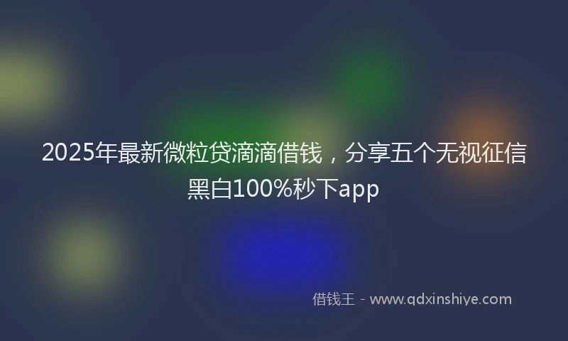2025年最新微粒贷滴滴借钱，分享五个无视征信黑白100%秒下app