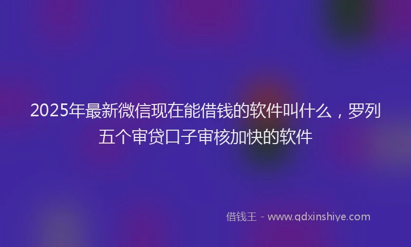 2025年最新微信现在能借钱的软件叫什么，罗列五个审贷口子审核加快的软件