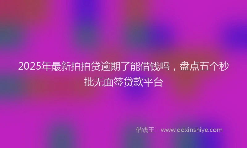 2025年最新拍拍贷逾期了能借钱吗，盘点五个秒批无面签贷款平台
