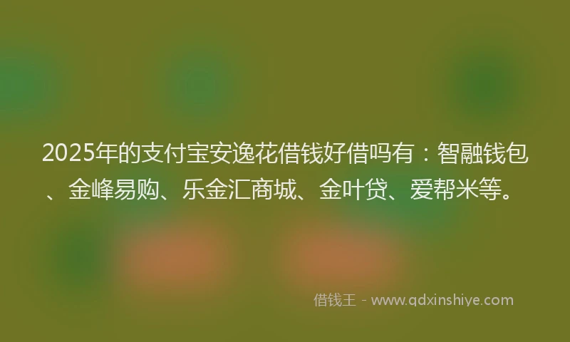 2025年的支付宝安逸花借钱好借吗有：智融钱包、金峰易购、乐金汇商城、金叶贷、爱帮米等。