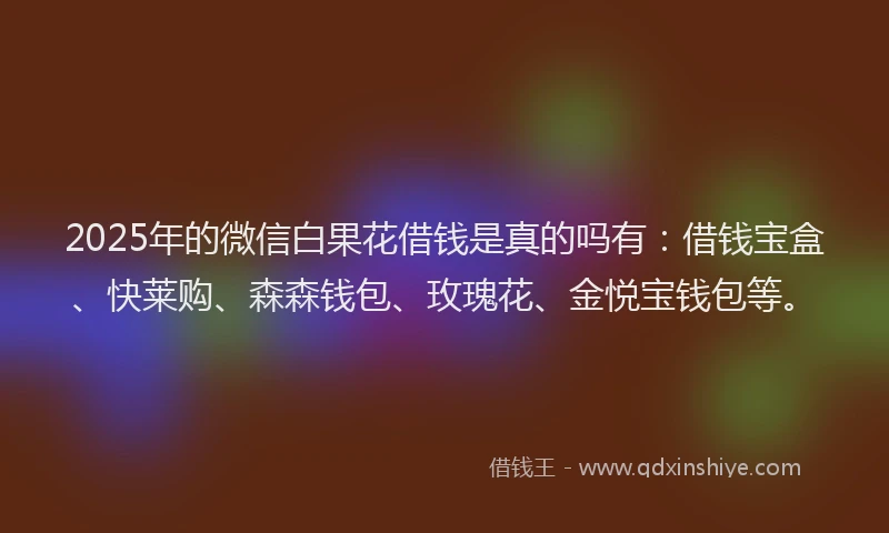 2025年的微信白果花借钱是真的吗有：借钱宝盒、快莱购、森森钱包、玫瑰花、金悦宝钱包等。