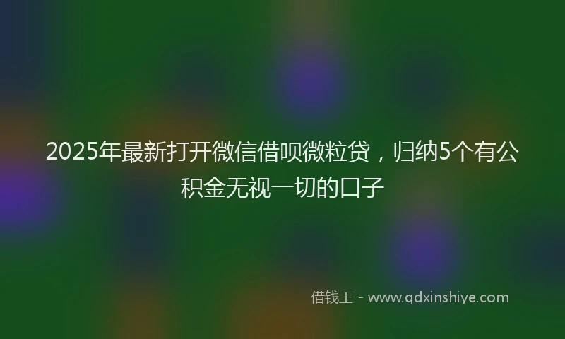 2025年最新打开微信借呗微粒贷，归纳5个有公积金无视一切的口子