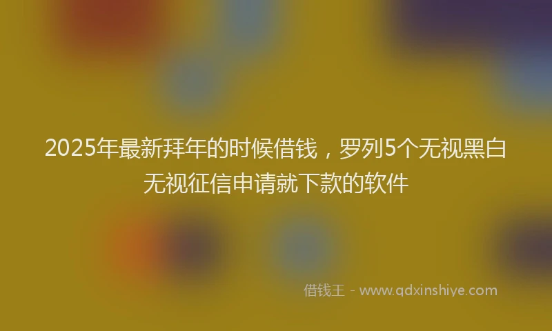 2025年最新拜年的时候借钱，罗列5个无视黑白无视征信申请就下款的软件