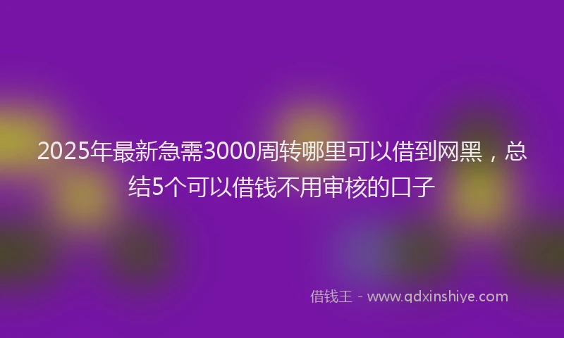 2025年最新急需3000周转哪里可以借到网黑，总结5个可以借钱不用审核的口子