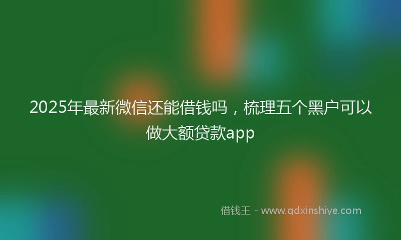 2025年最新微信还能借钱吗，梳理五个黑户可以做大额贷款app