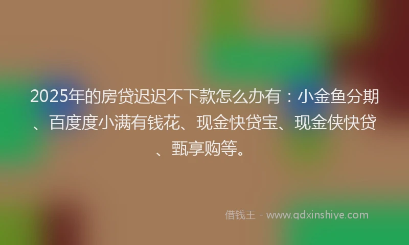 2025年的房贷迟迟不下款怎么办有：小金鱼分期、百度度小满有钱花、现金快贷宝、现金侠快贷、甄享购等。
