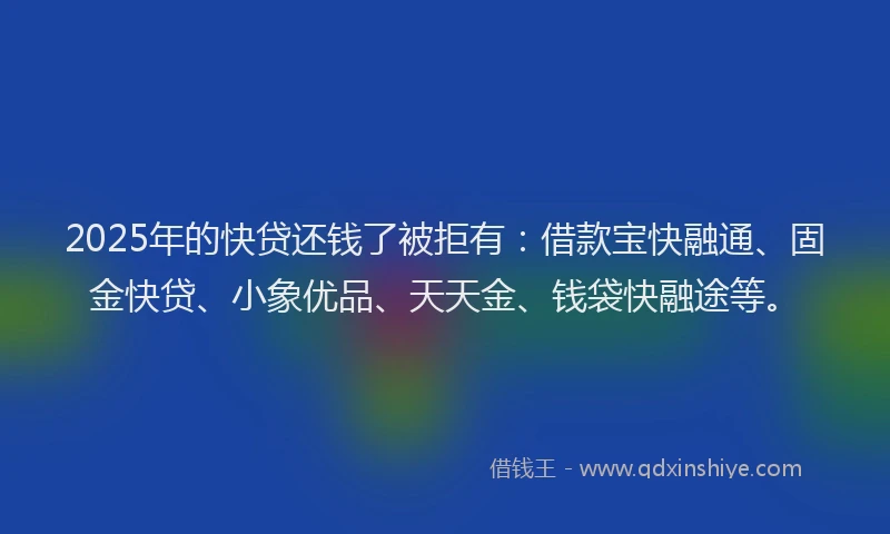 2025年的快贷还钱了被拒有：借款宝快融通、固金快贷、小象优品、天天金、钱袋快融途等。