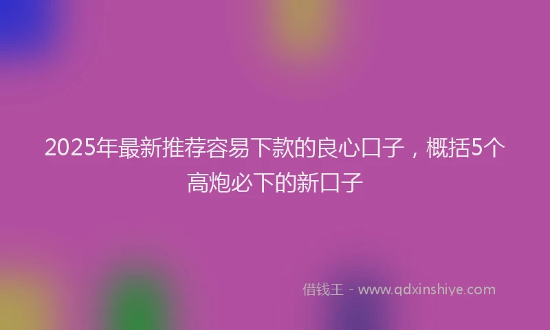 2025年最新推荐容易下款的良心口子，概括5个高炮必下的新口子
