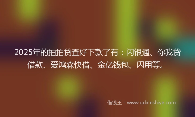 2025年的拍拍贷查好下款了有：闪银通、你我贷借款、爱鸿森快借、金亿钱包、闪用等。