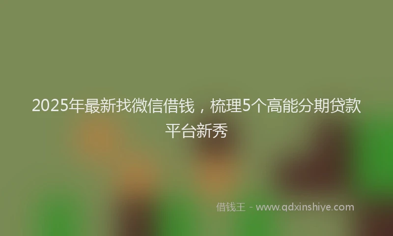 2025年最新找微信借钱，梳理5个高能分期贷款平台新秀