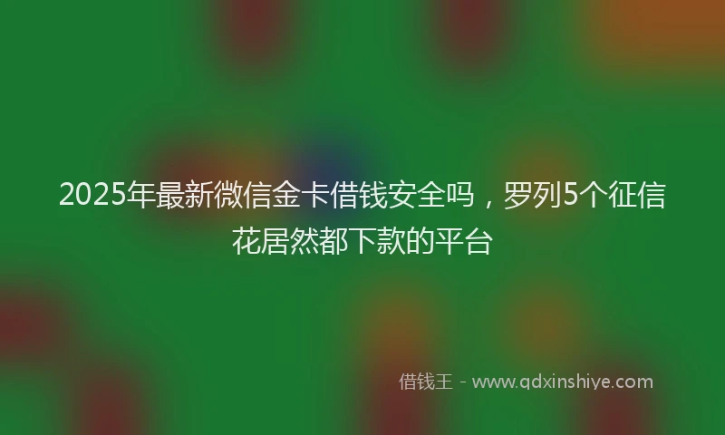 2025年最新微信金卡借钱安全吗，罗列5个征信花居然都下款的平台
