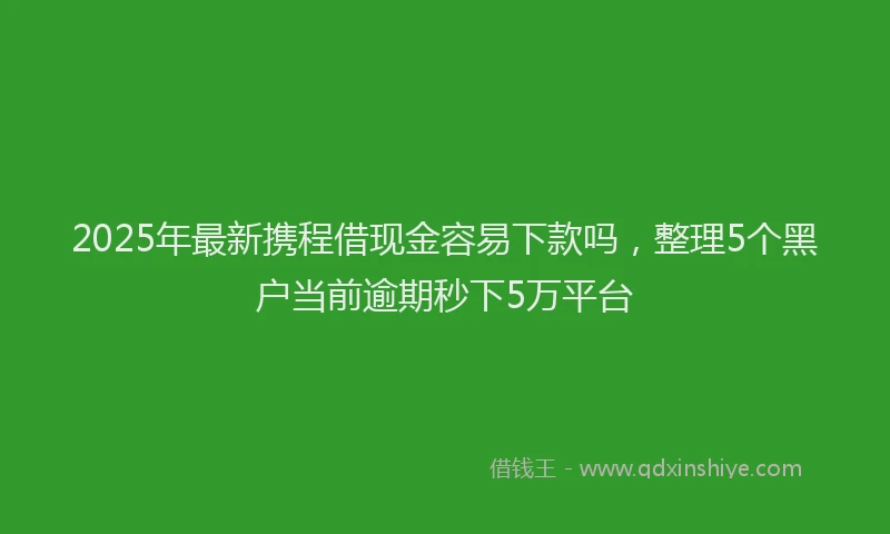 2025年最新携程借现金容易下款吗，整理5个黑户当前逾期秒下5万平台