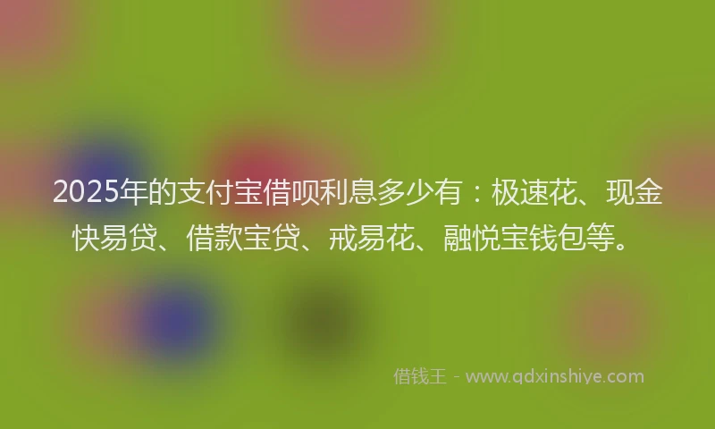 2025年的支付宝借呗利息多少有：极速花、现金快易贷、借款宝贷、戒易花、融悦宝钱包等。