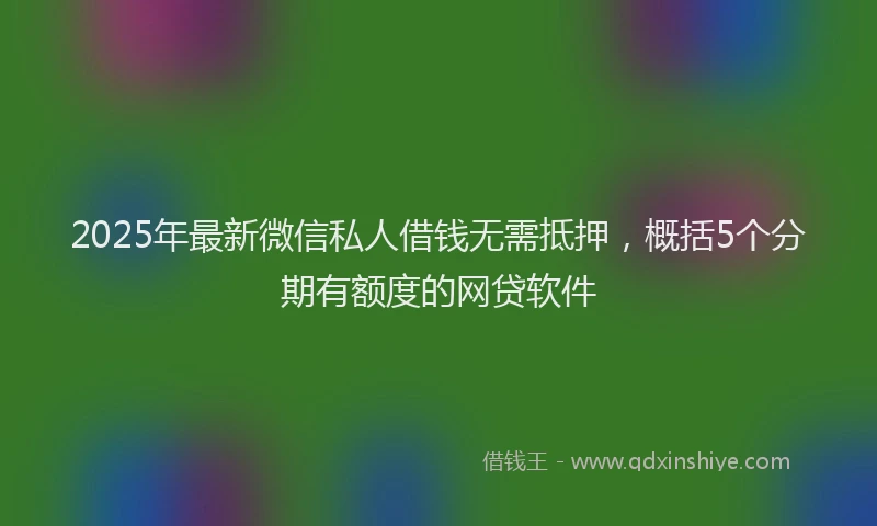 2025年最新微信私人借钱无需抵押，概括5个分期有额度的网贷软件