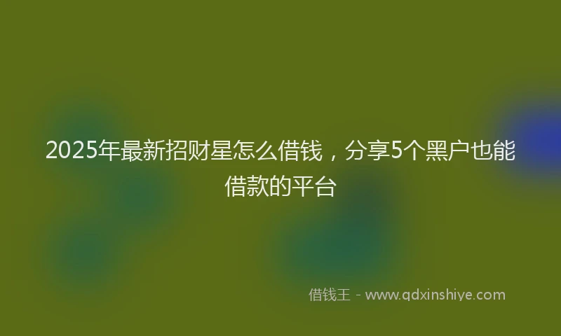 2025年最新招财星怎么借钱，分享5个黑户也能借款的平台