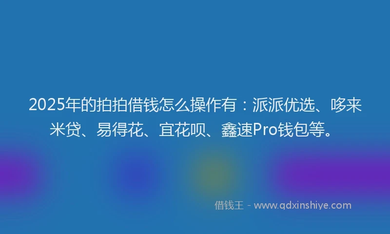 2025年的拍拍借钱怎么操作有：派派优选、哆来米贷、易得花、宜花呗、鑫速Pro钱包等。