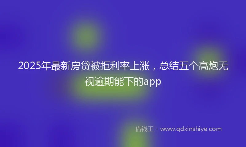 2025年最新房贷被拒利率上涨，总结五个高炮无视逾期能下的app