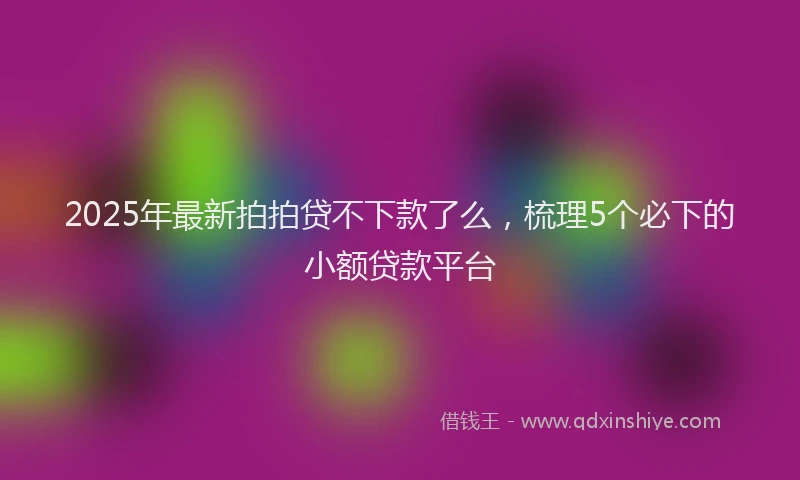 2025年最新拍拍贷不下款了么，梳理5个必下的小额贷款平台
