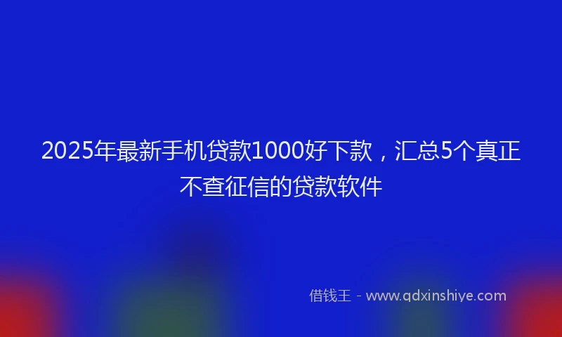2025年最新手机贷款1000好下款，汇总5个真正不查征信的贷款软件