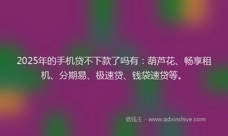 2025年的手机贷不下款了吗有：葫芦花、畅享租机、分期易、极速贷、钱袋速贷等。