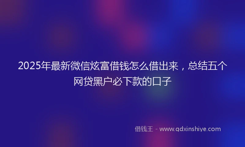 2025年最新微信炫富借钱怎么借出来，总结五个网贷黑户必下款的口子