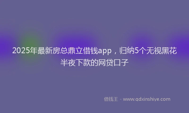 2025年最新房总鼎立借钱app，归纳5个无视黑花半夜下款的网贷口子