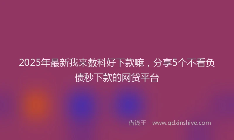 2025年最新我来数科好下款嘛，分享5个不看负债秒下款的网贷平台