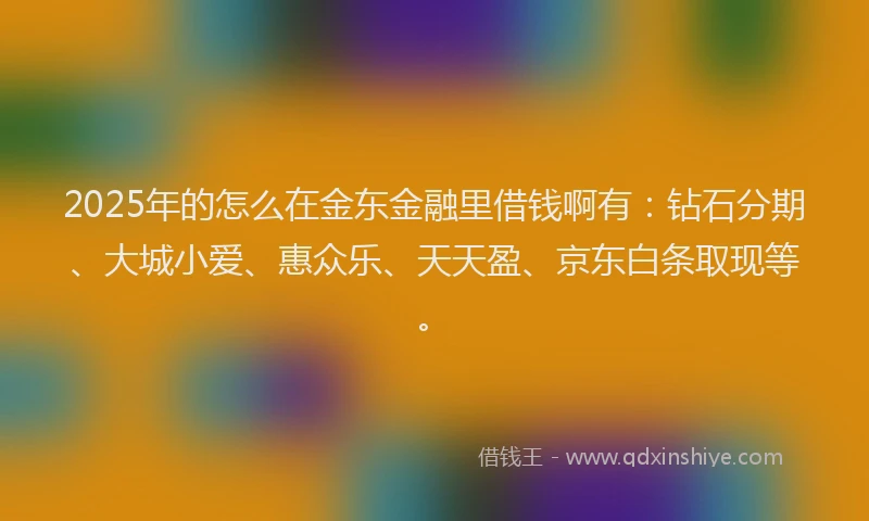 2025年的怎么在金东金融里借钱啊有：钻石分期、大城小爱、惠众乐、天天盈、京东白条取现等。